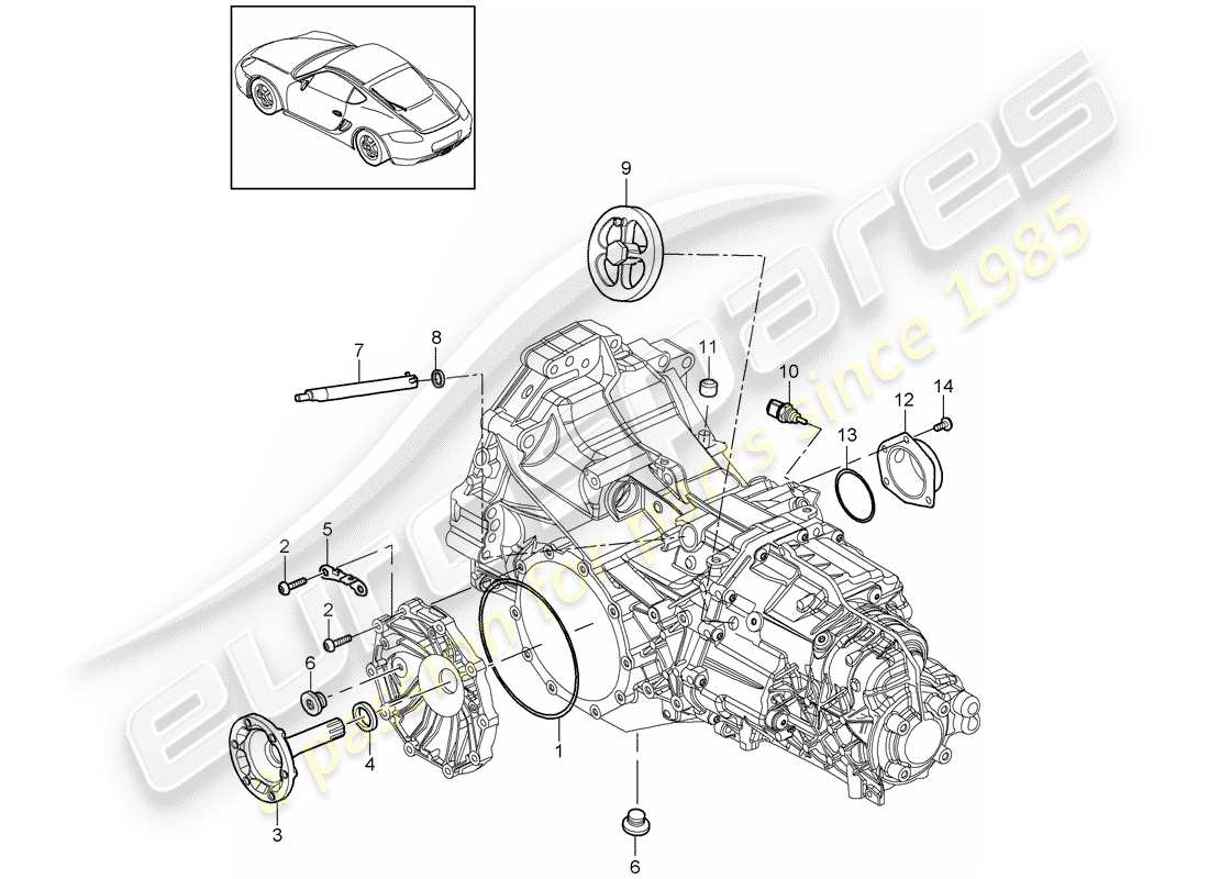 porsche 2010 (987 cayman) replacement transmission part diagram