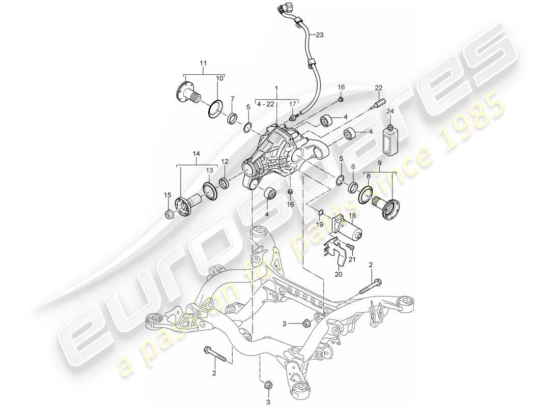 porsche cayenne (2003) rear axle differential part diagram