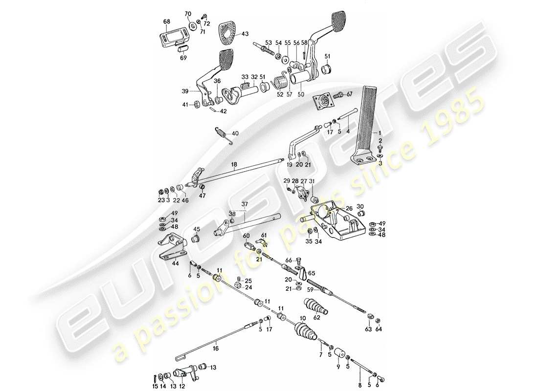 porsche 1975 (911) pedals part diagram