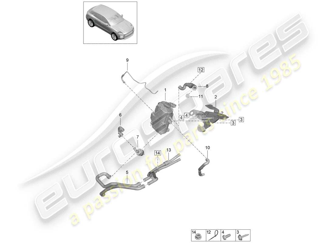 porsche macan (2020) additional heater parts diagram
