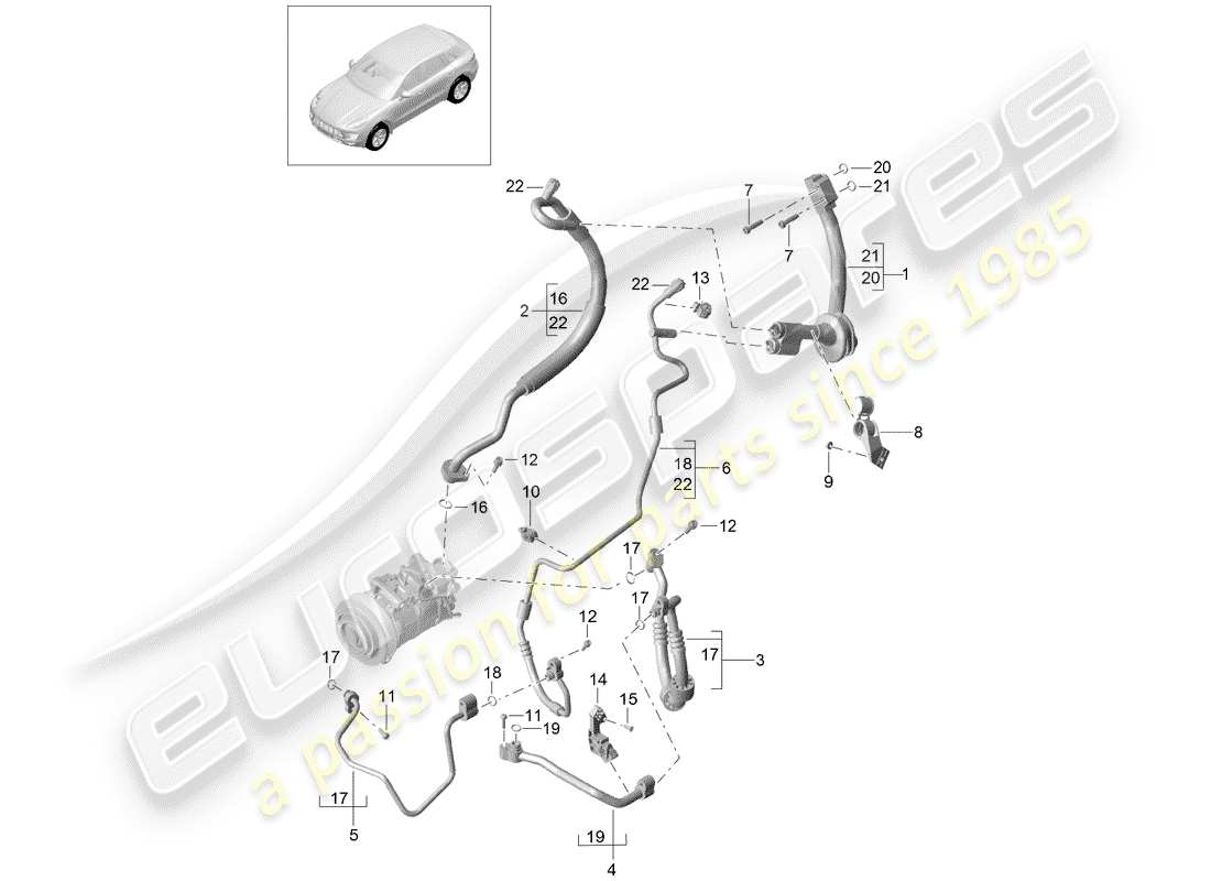 porsche 2018 (macan) refrigerant circuit part diagram