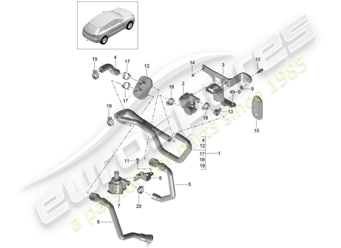 porsche 2018 (macan) heating, air cond. system part diagram