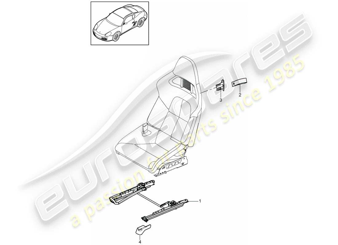 porsche 2010 (987 cayman) seat part diagram
