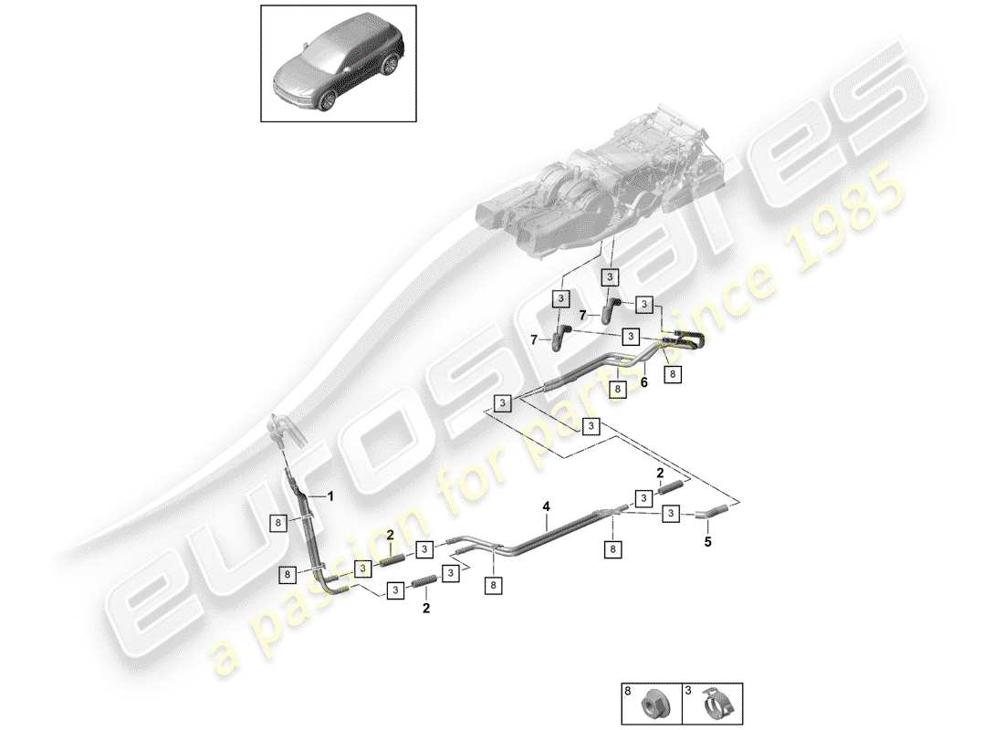 porsche 2018 (cayenne e3 9ya/9yb) water tube part diagram