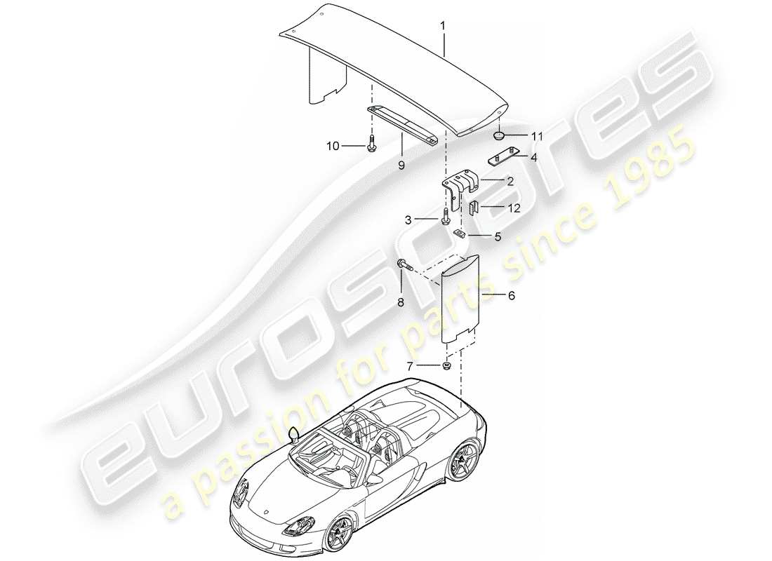 porsche 2006 (carrera gt) rear spoiler parts diagram