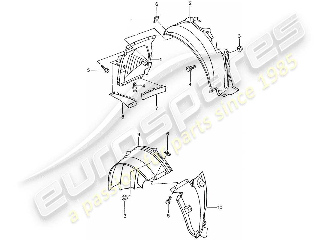 porsche 2004 (996 turbo / gt2) trims - for - wheel housing part diagram