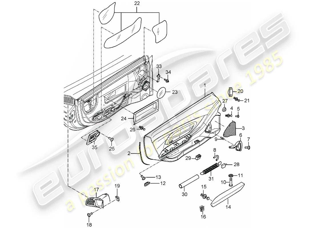 porsche 2004 (carrera gt) door panel part diagram