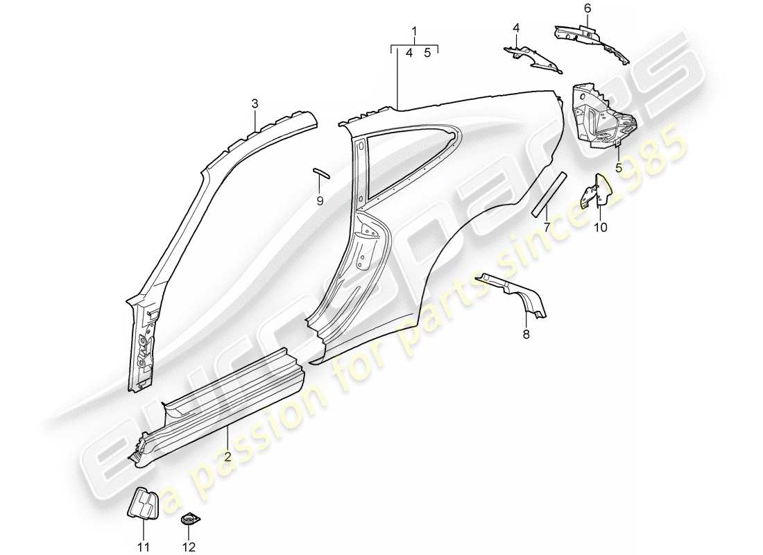 porsche 2005 (997-1) side panel part diagram