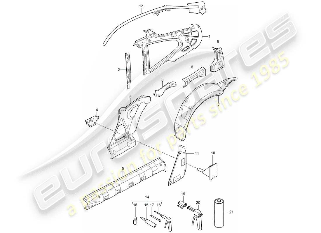 porsche 2010 (997-2) side panel part diagram