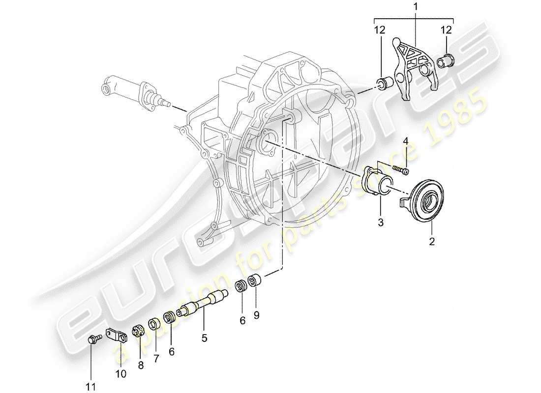 porsche 2001 (996 turbo / gt2) clutch release - clutch slave cylinder - see main and sub-group: - 7/02/08 part diagram