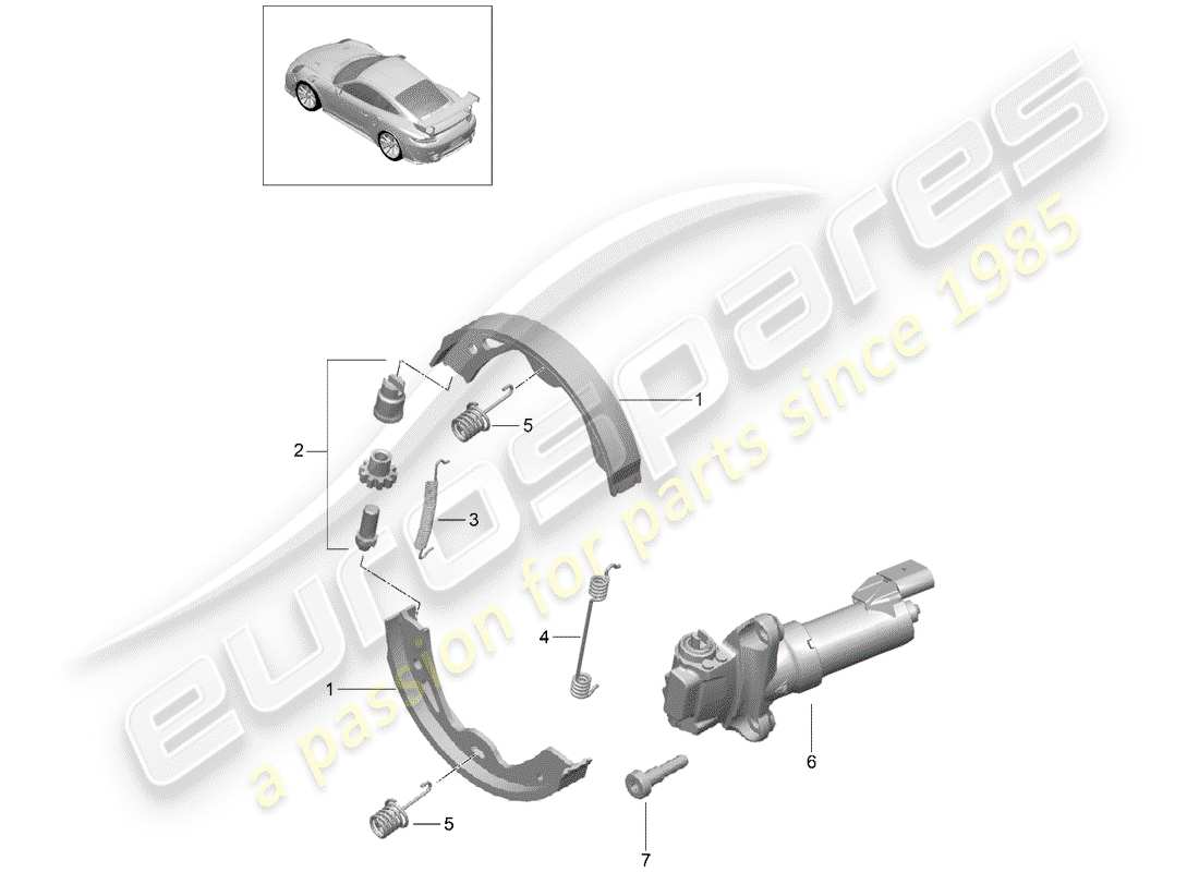 porsche 991 turbo (2017) parking brake part diagram