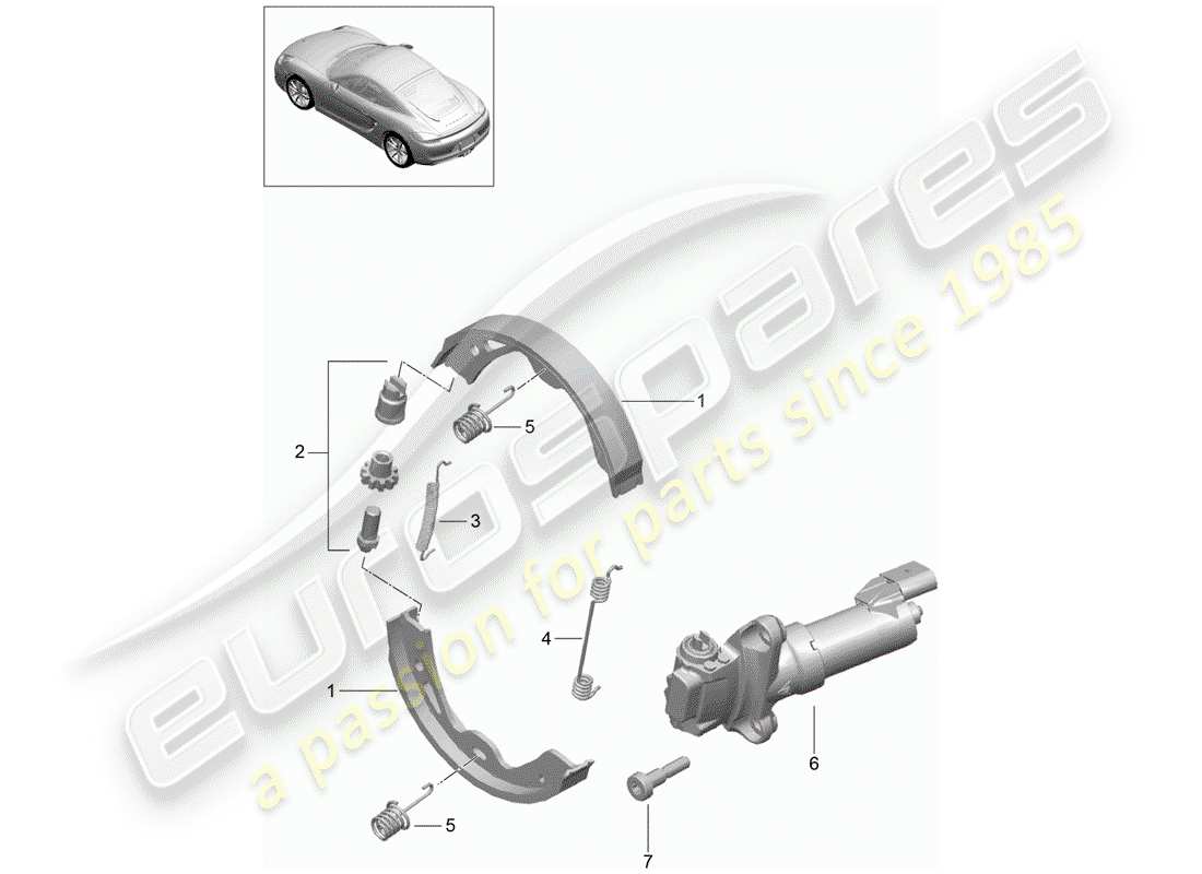 porsche cayman 981 (2014) parking brake parts diagram