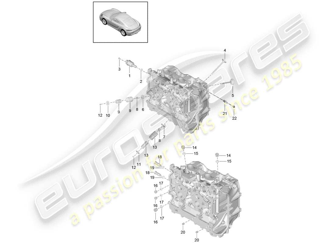 porsche 2019 (718 cayman) cylinder head part diagram