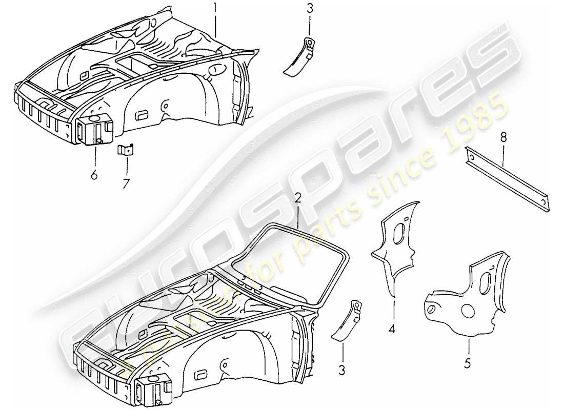 porsche 1973 (911) front end parts diagram