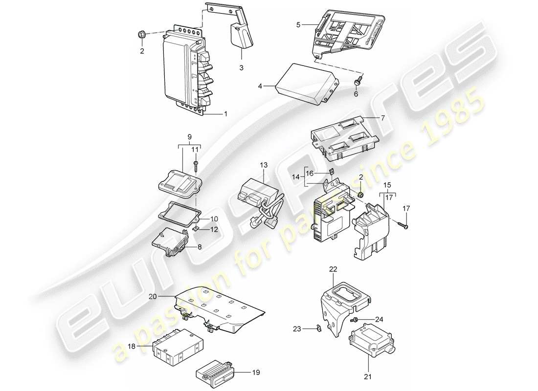 porsche 2008 (987 cayman) control units part diagram