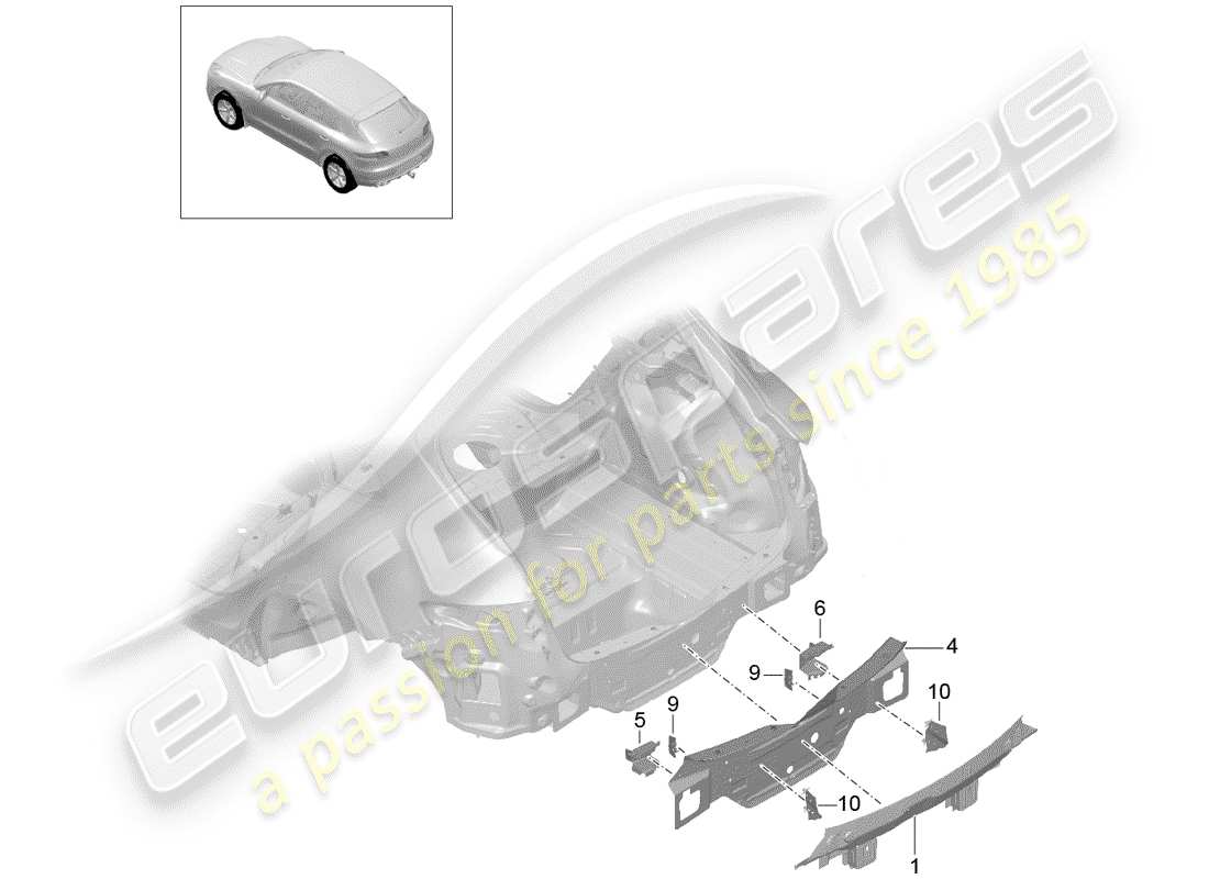 porsche macan (2018) rear end part diagram