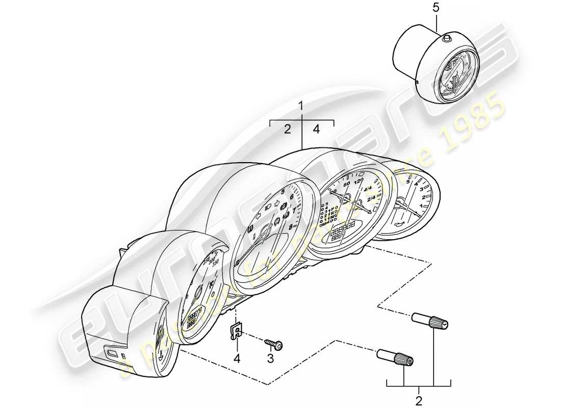 porsche 2007 (997-1 gt3) instruments part diagram