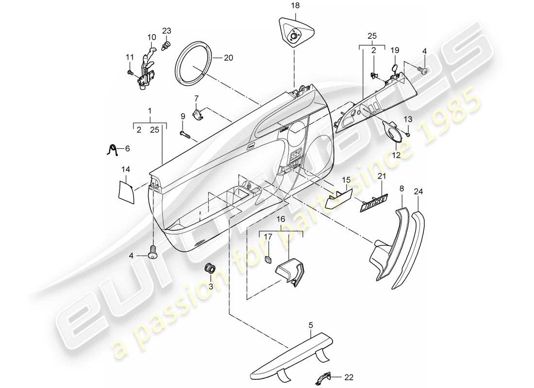 porsche 2012 (997-2) door panel part diagram