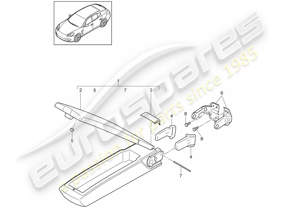 porsche panamera 970 (2014) armrest part diagram