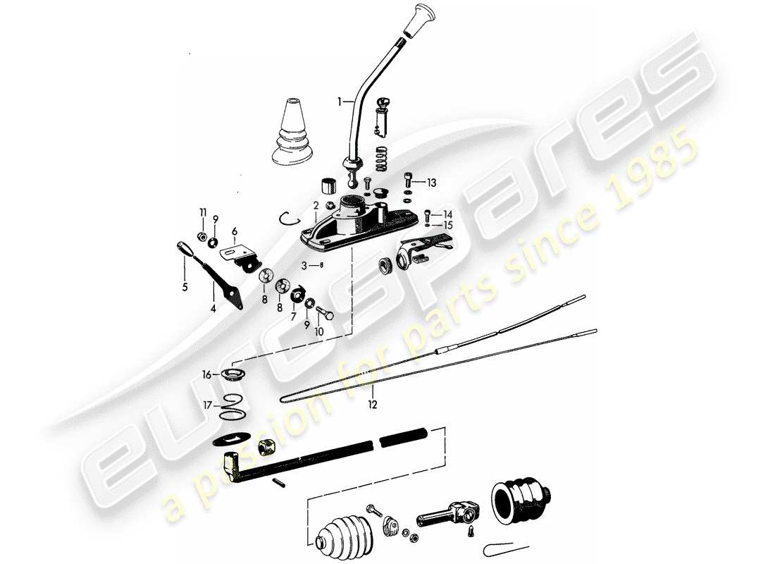porsche 1961 (356b/356c) transmission control part diagram