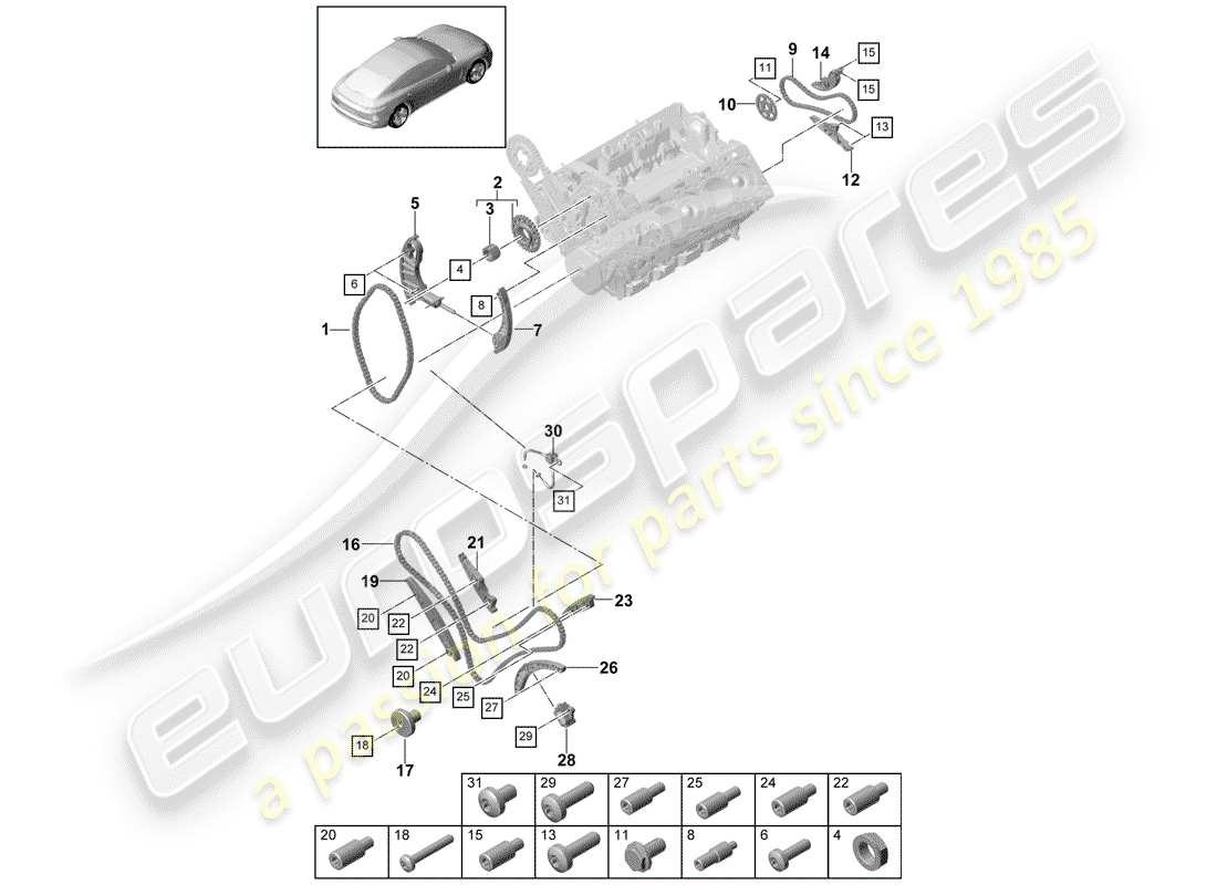 porsche 2019 (panamera 971-1) timing chain part diagram