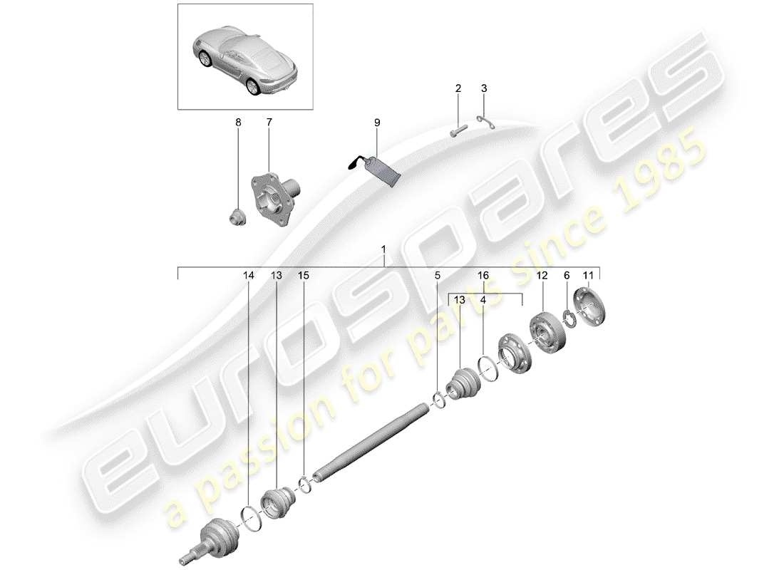 porsche 2017 (718 cayman) drive shaft part diagram