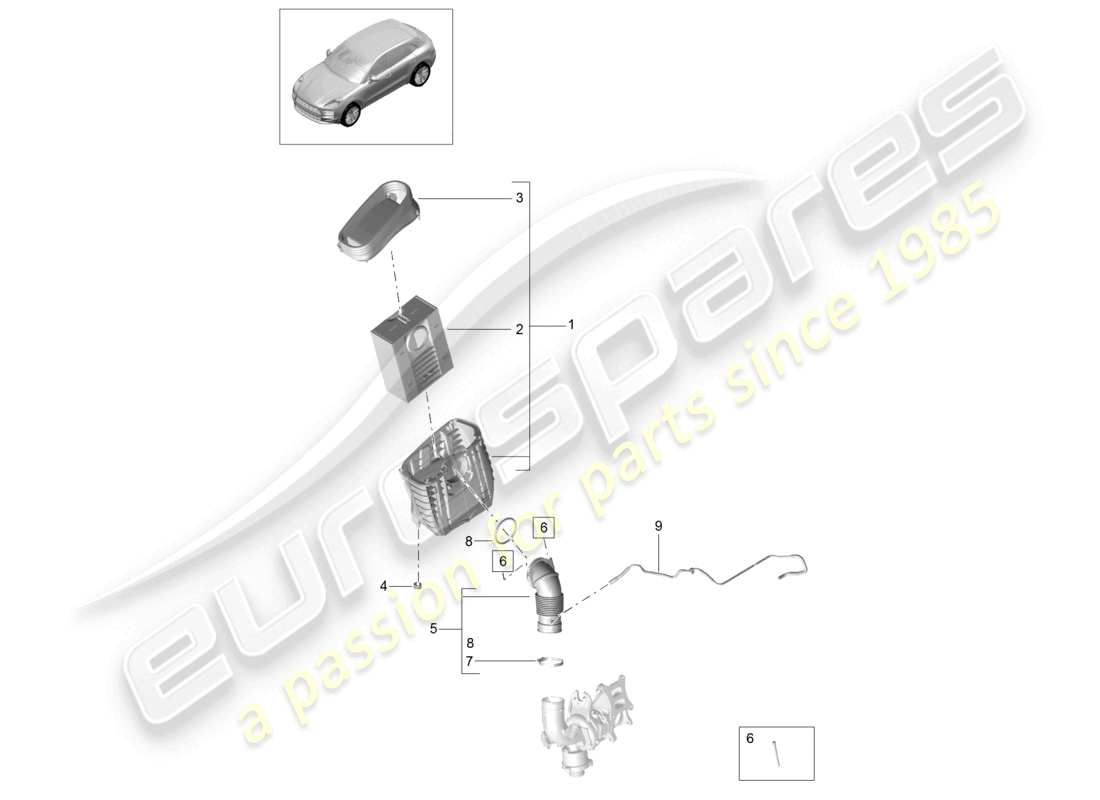 porsche 2019 (macan) air filter element air filter housing part diagram