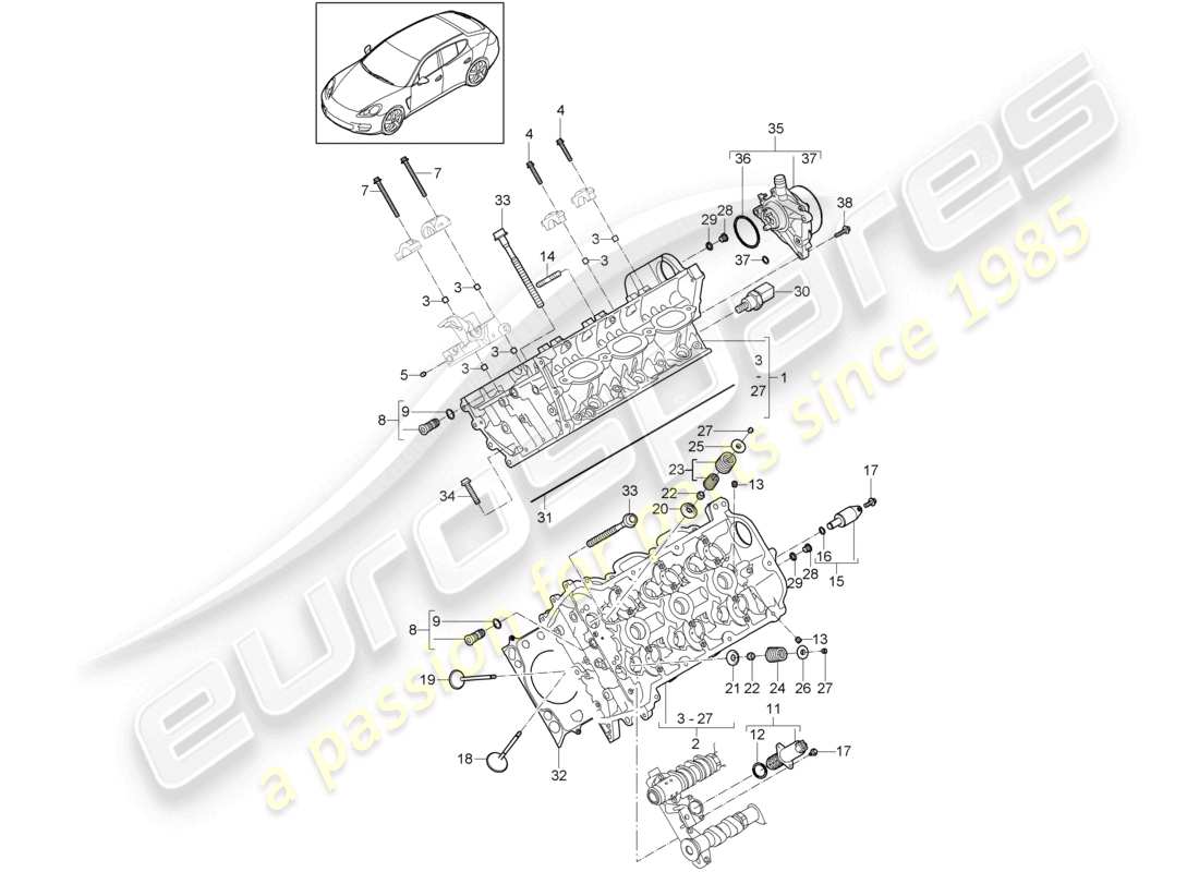 porsche 2010 (cayenne e1 9pa) cylinder head vacuum pump parts diagram