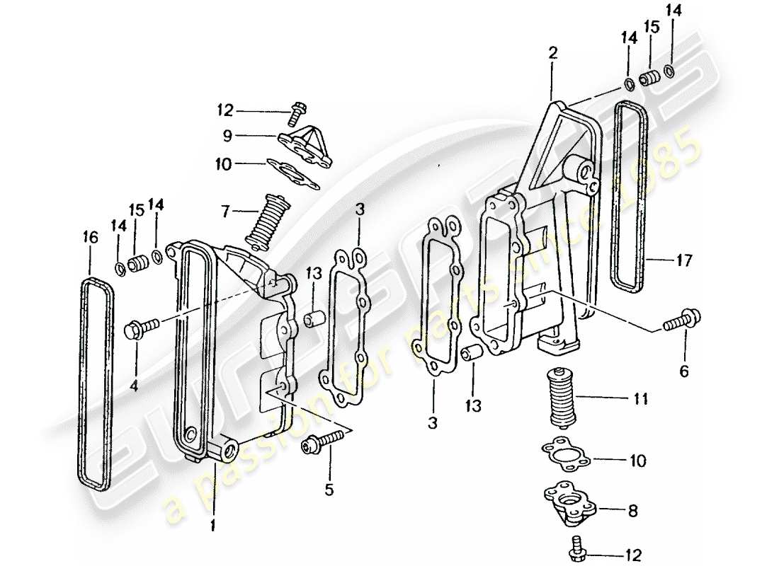 porsche 996 t/gt2 (2001) chain case - tensioner - chain part diagram