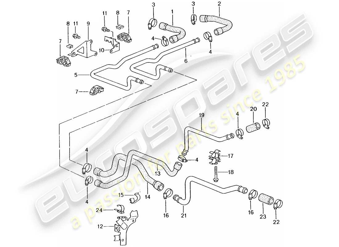 porsche 2001 (996 turbo / gt2) lines - heater part diagram