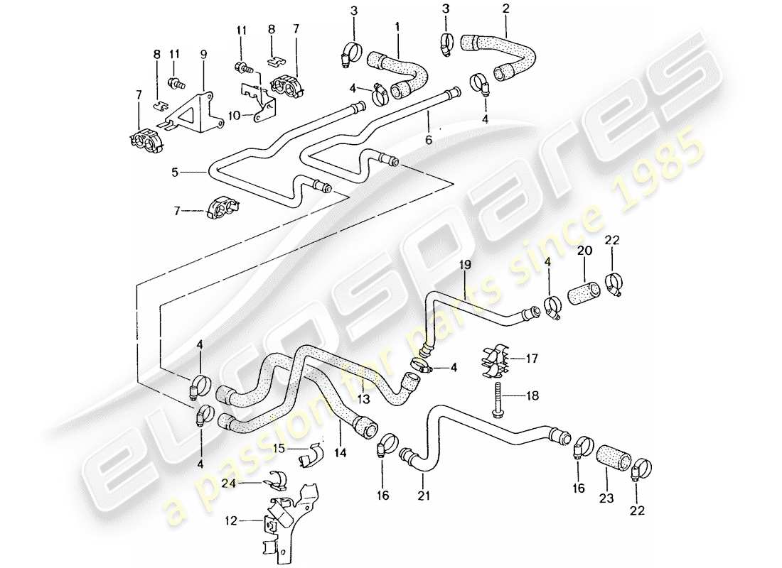 porsche 996 t/gt2 (2001) lines - heater part diagram