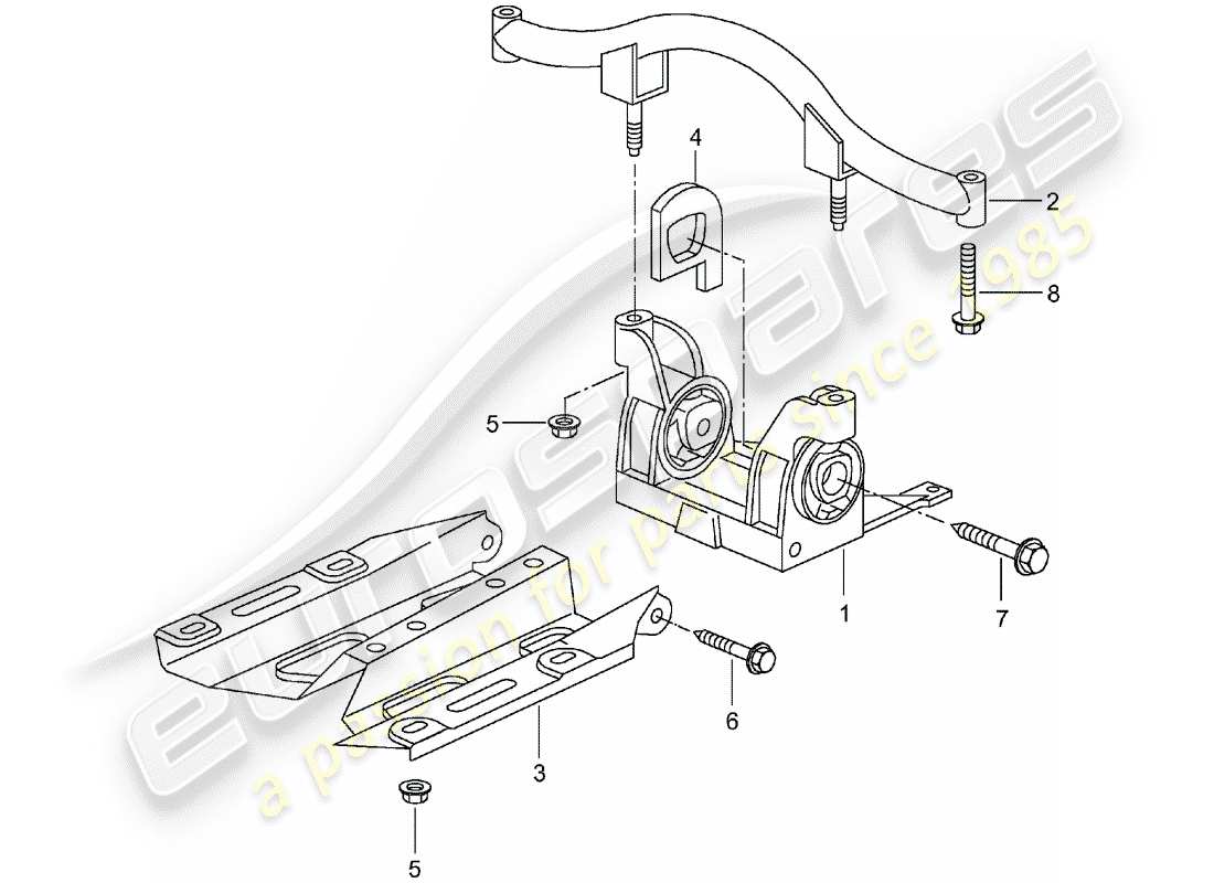 porsche 2002 (996 turbo / gt2) tiptronic - transmission suspension - and - mount - intermediate flange part diagram