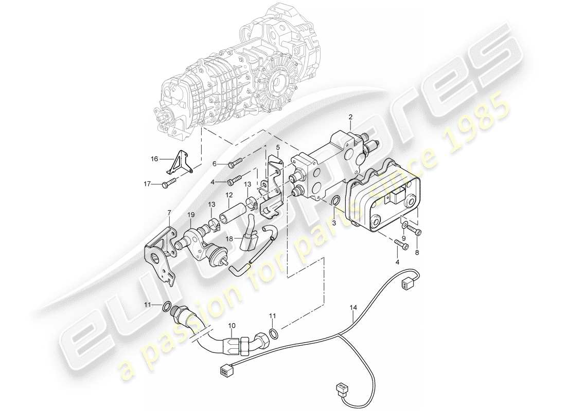 porsche 2002 (996 turbo / gt2) gear oil cooler - lines part diagram
