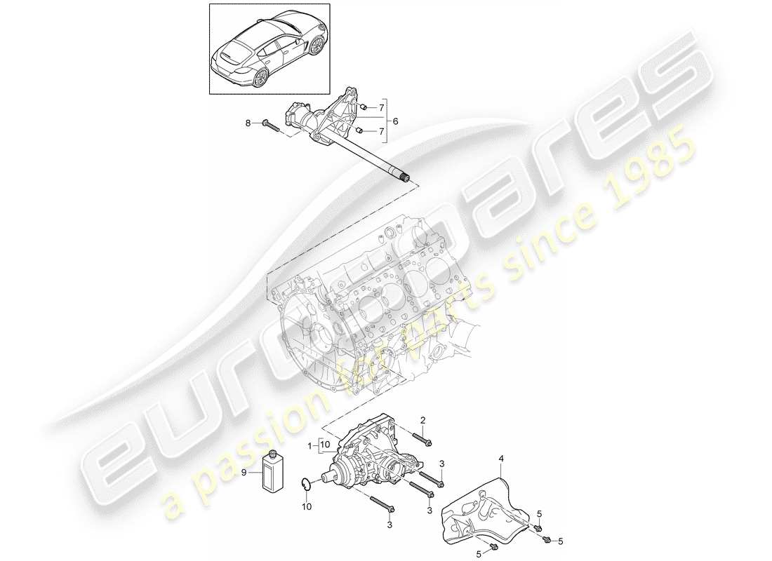 porsche 2012 (panamera 970) front axle differential part diagram