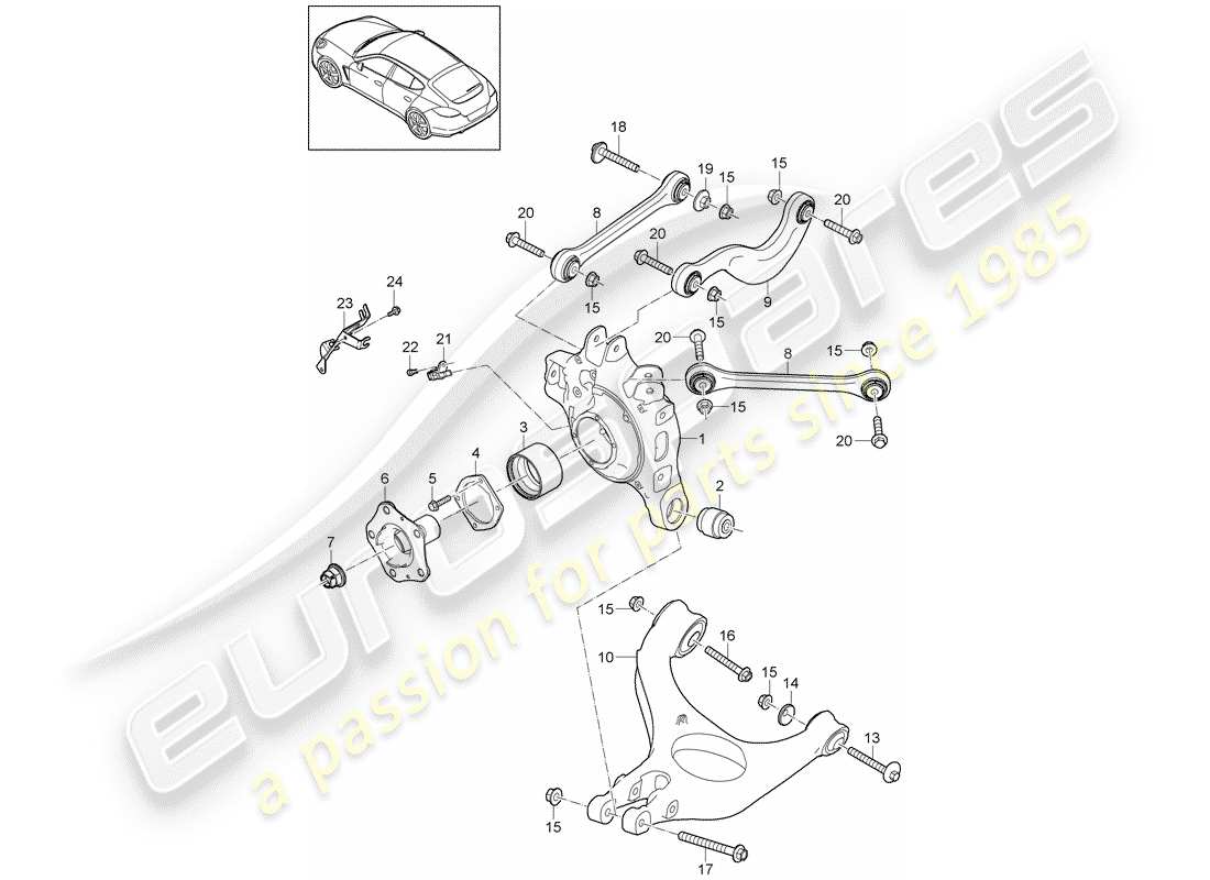 porsche 2014 (panamera 970) rear axle part diagram