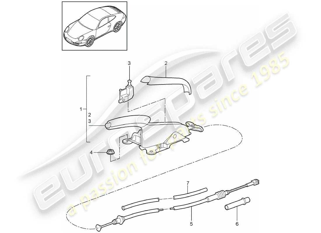 porsche 997 gen. 2 (2010) handbrake part diagram