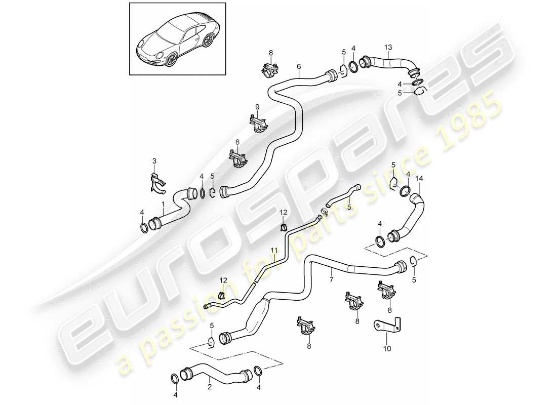 porsche 997 gen. 2 (2010) water cooling 1 part diagram