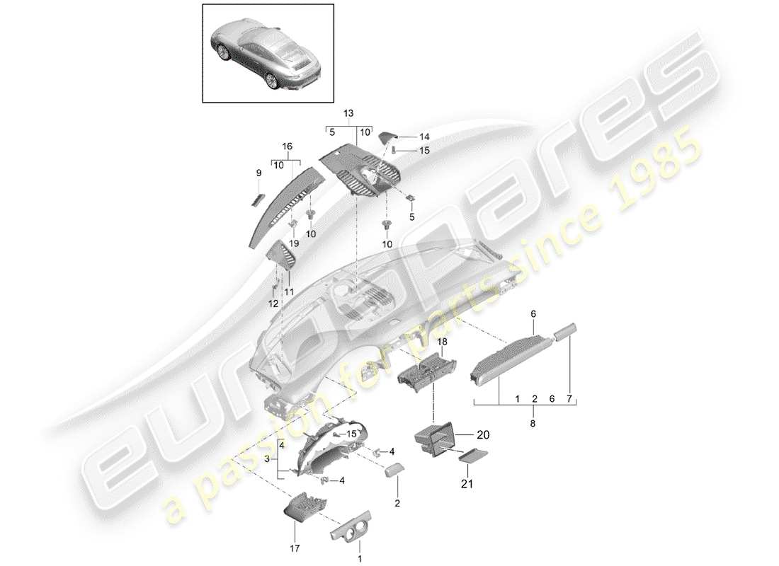 porsche 2020 (991-2) accessories part diagram
