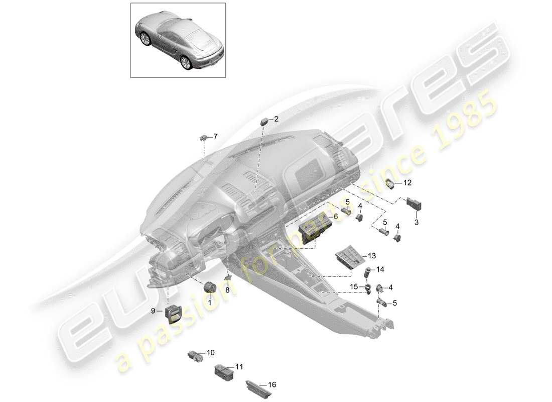 porsche cayman 981 (2014) switch part diagram