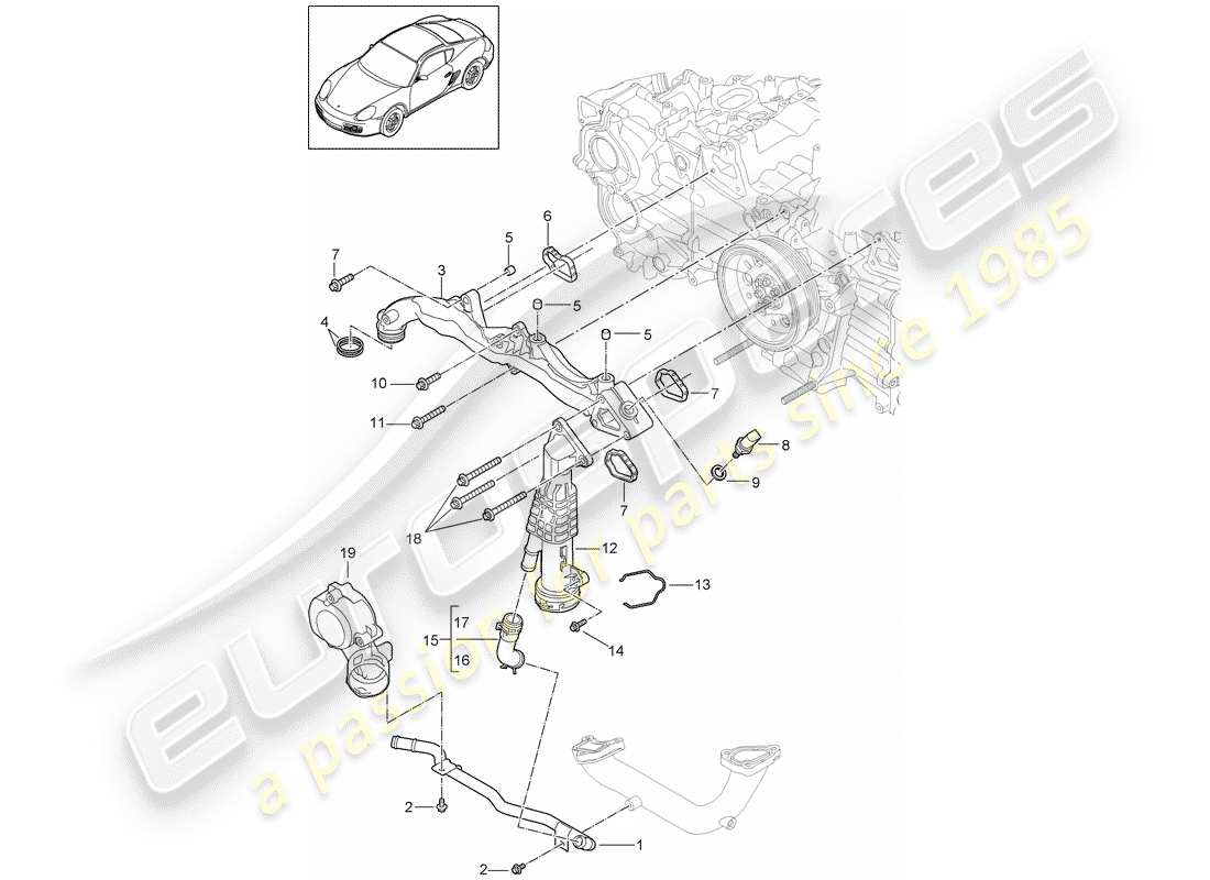 porsche 2011 (987 cayman) sub-frame part diagram
