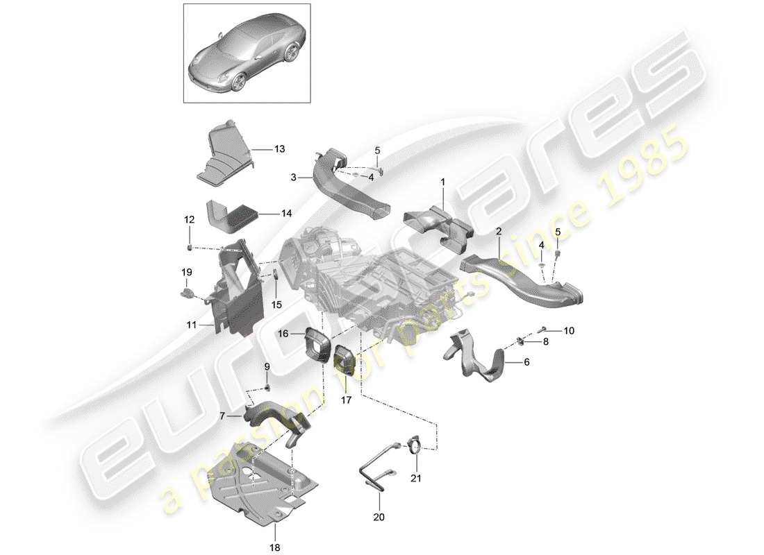 porsche 991 (2016) air duct part diagram