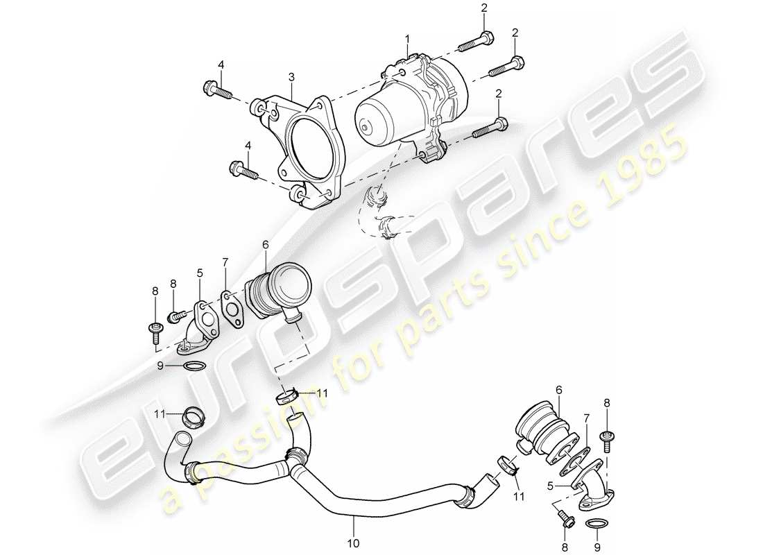 porsche 2008 (997-1 gt3) air injection part diagram