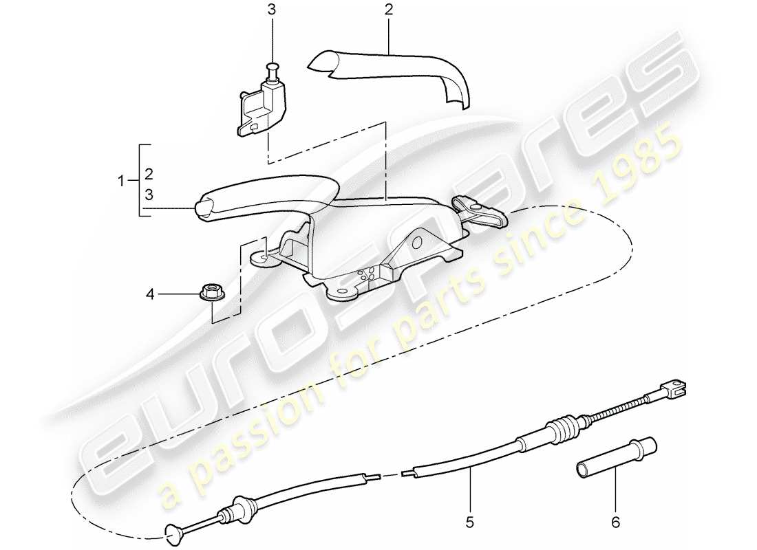 porsche 2008 (997-1 gt3) handbrake part diagram
