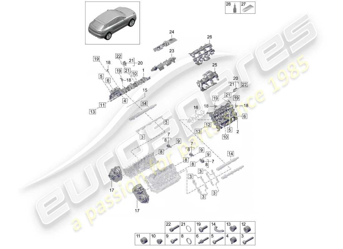 porsche 2019 (macan) valve cover part diagram