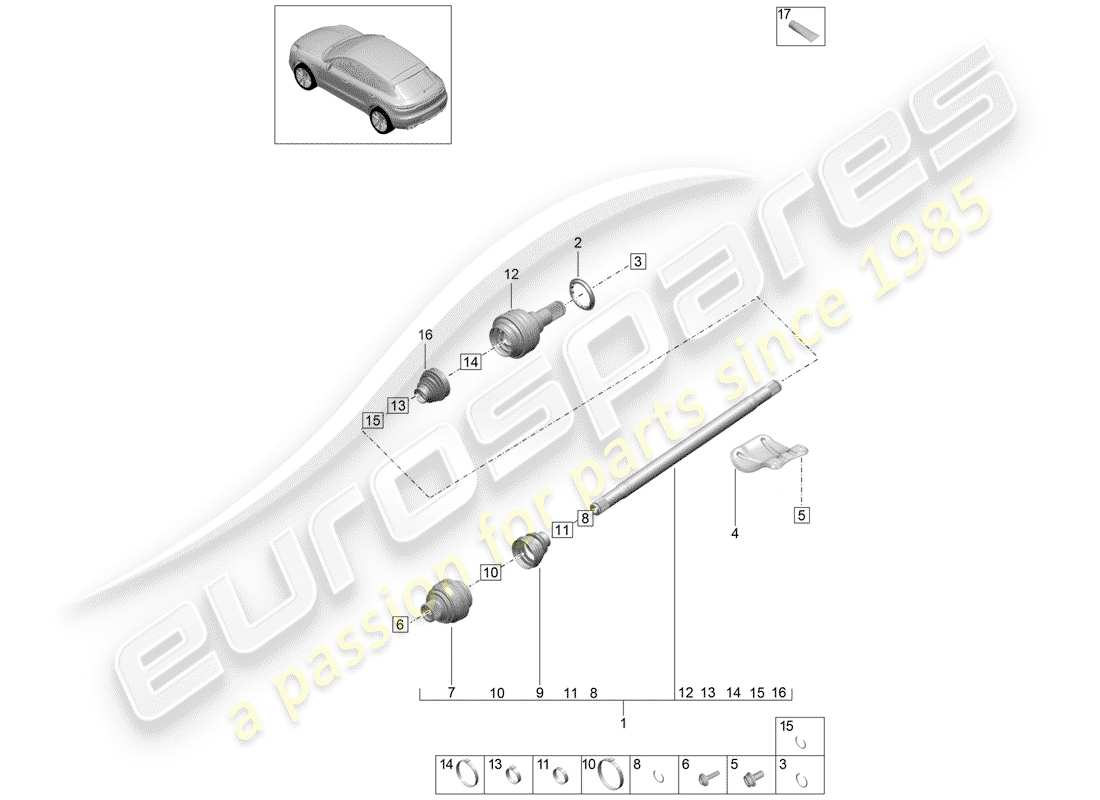porsche 2019 (macan) drive shaft part diagram