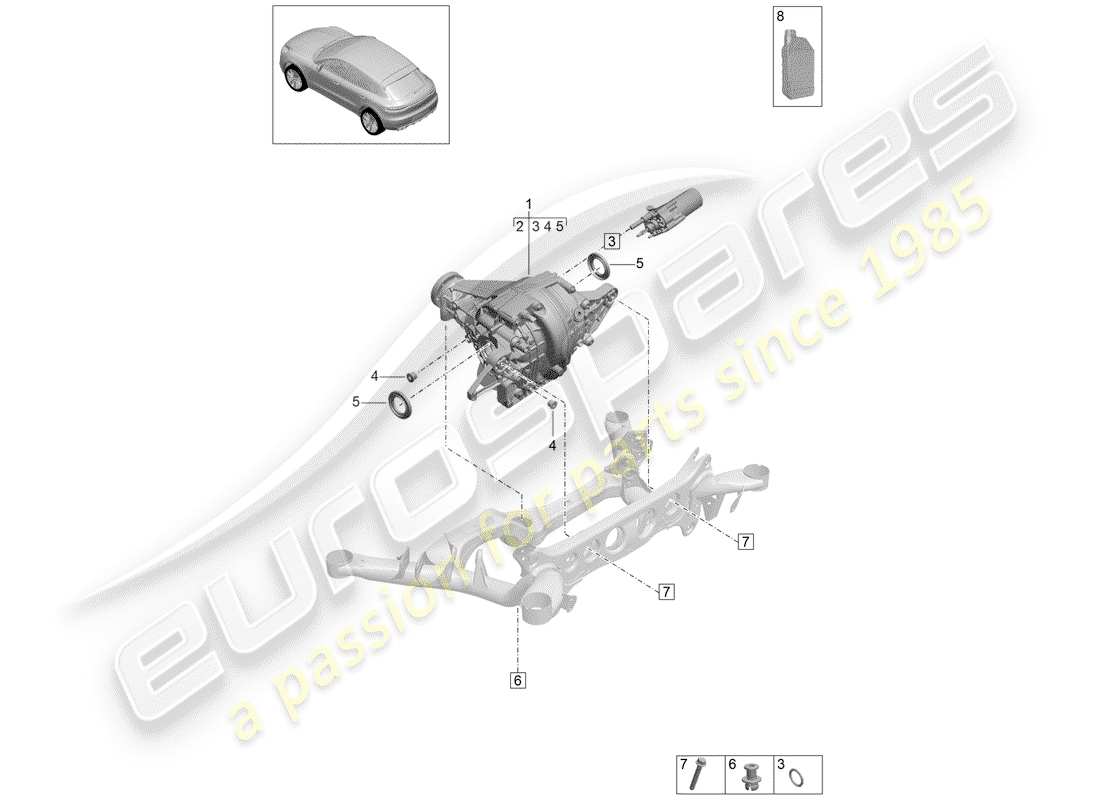 porsche 2019 (macan) rear axle differential part diagram