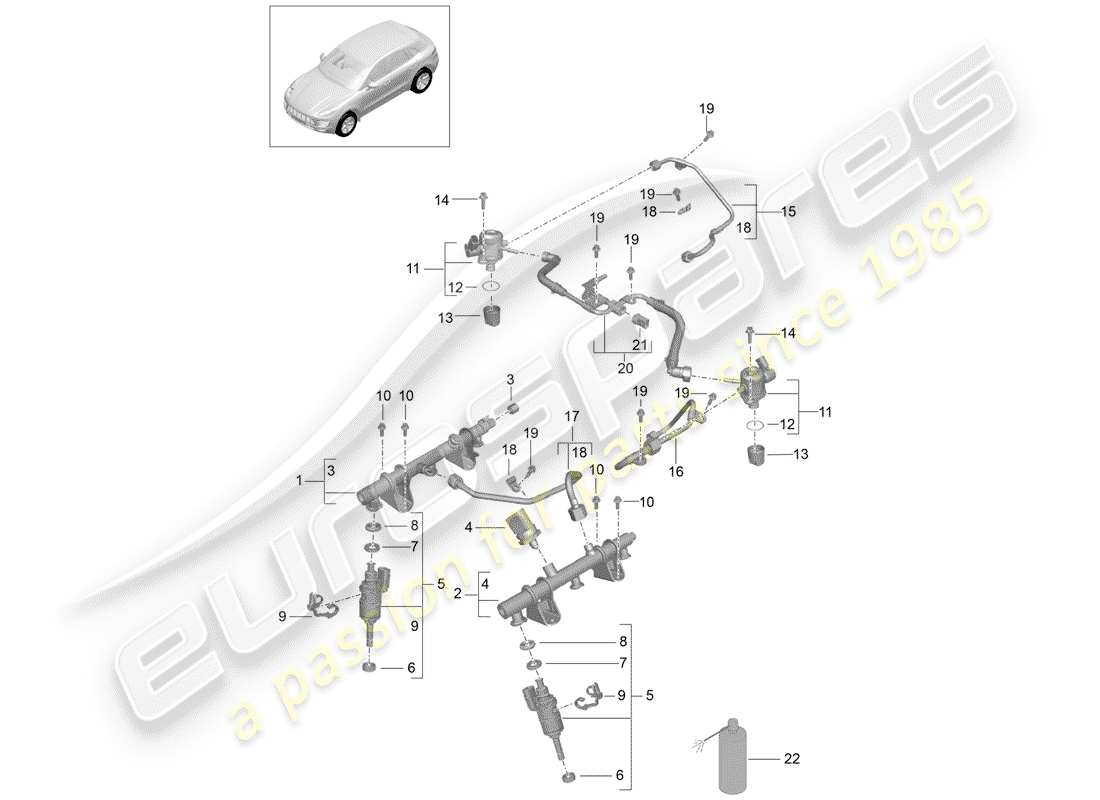 porsche 2017 (macan) fuel collection pipe part diagram