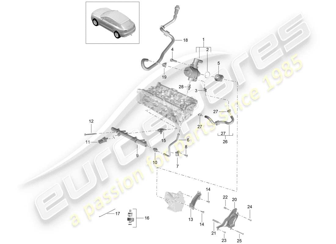 porsche 2015 (macan) fuel collection pipe part diagram