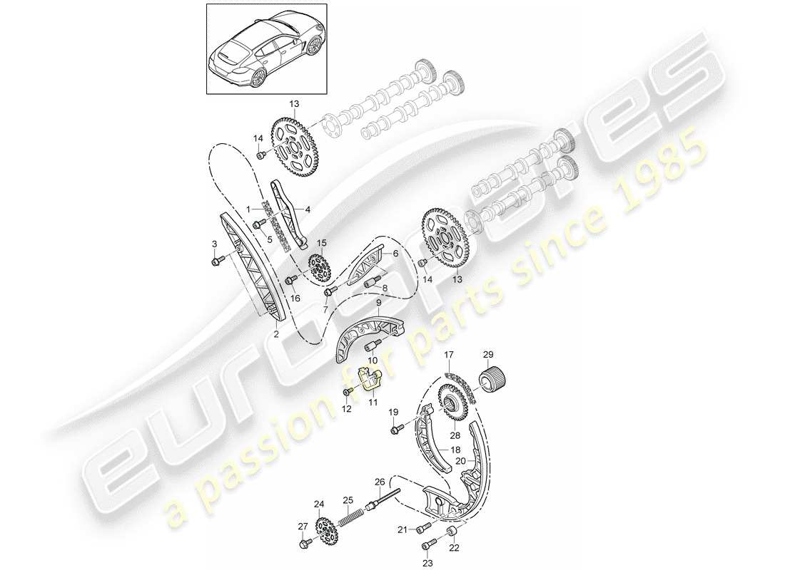 porsche 2010 (panamera 970) timing chain part diagram