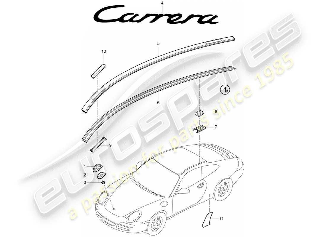 porsche 2005 (997-1) nameplates part diagram